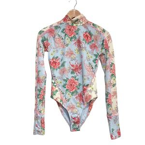 Revolve gloves off bodysuit size small rashguard swimsuit women floral NWT